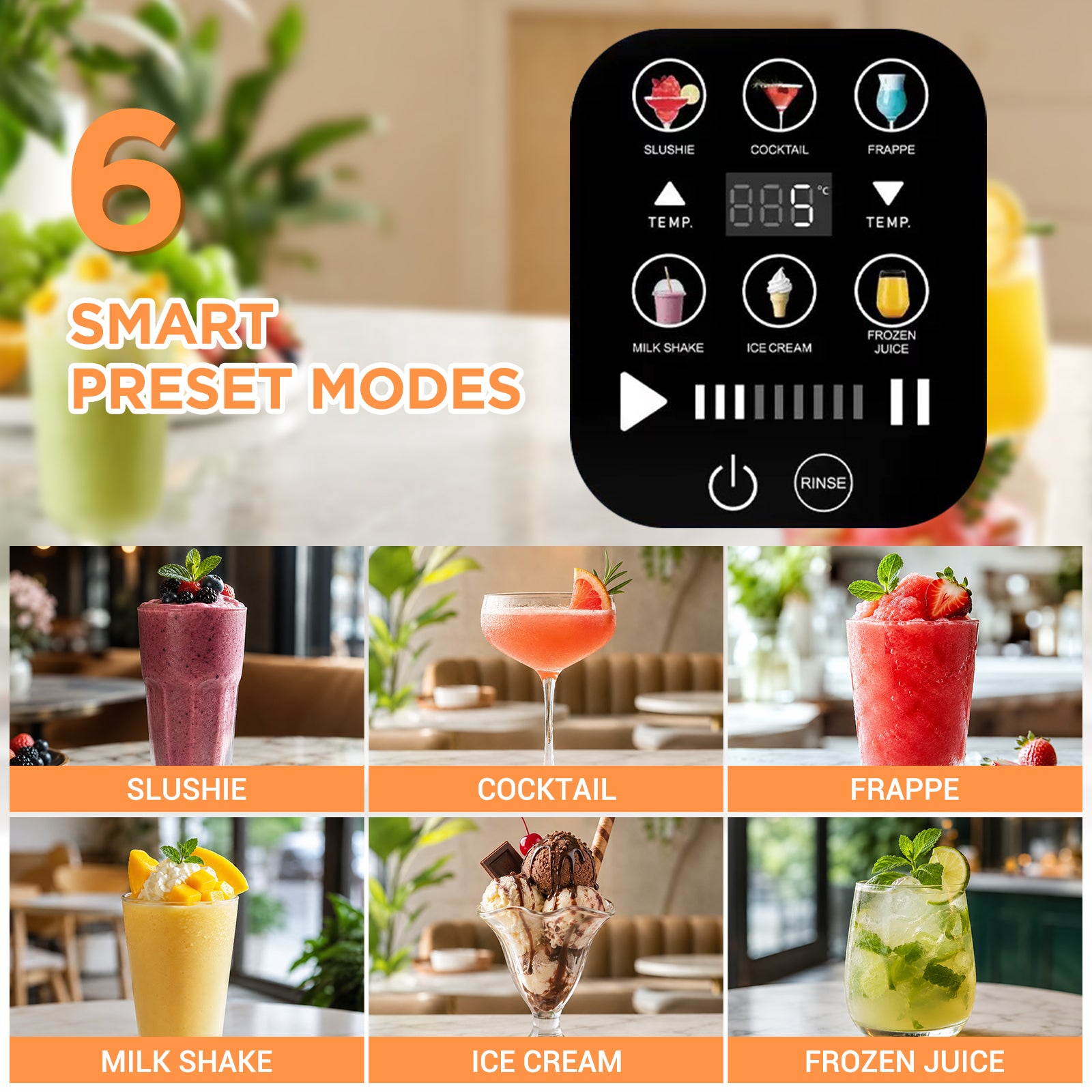 Slush Machine, Frozen Drink Maker 2L Capacity for Smoothies Milkshakes Frozen Cocktails Juice Slush Home Use Slushie Maker with Rinse Cycle Easy Clean No Ice Required