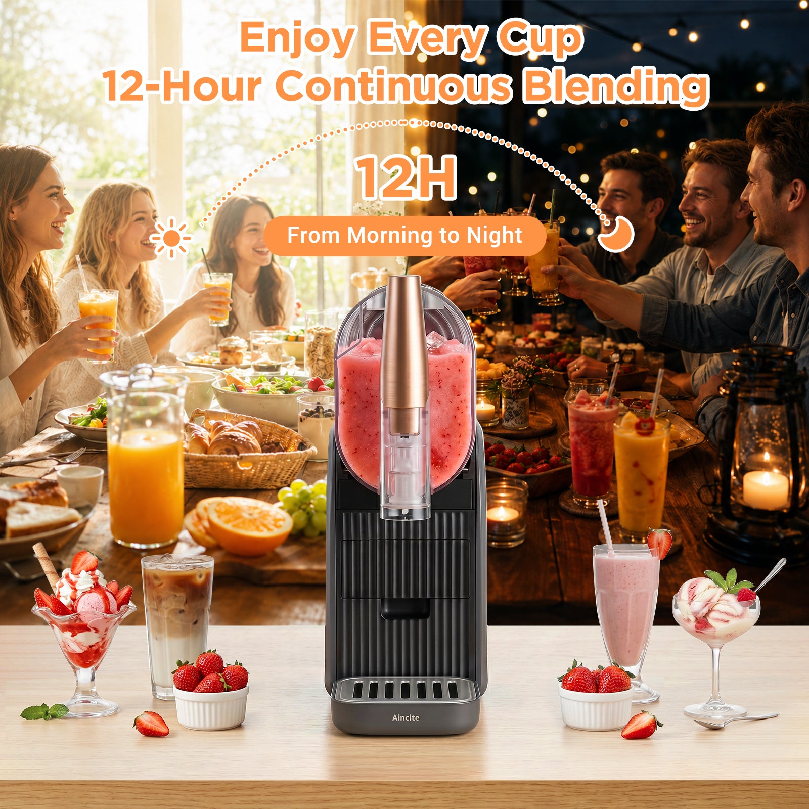 Slush Machine, Frozen Drink Maker 2L Capacity for Smoothies Milkshakes Frozen Cocktails Juice Slush Home Use Slushie Maker with Rinse Cycle Easy Clean No Ice Required